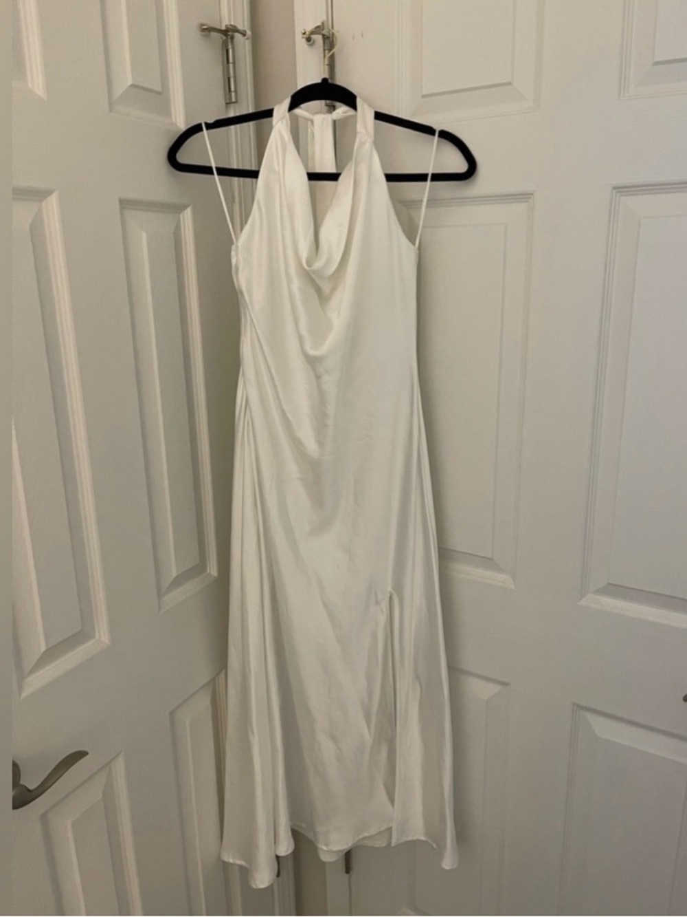 Altard State White Cowl Neck Satin Dress